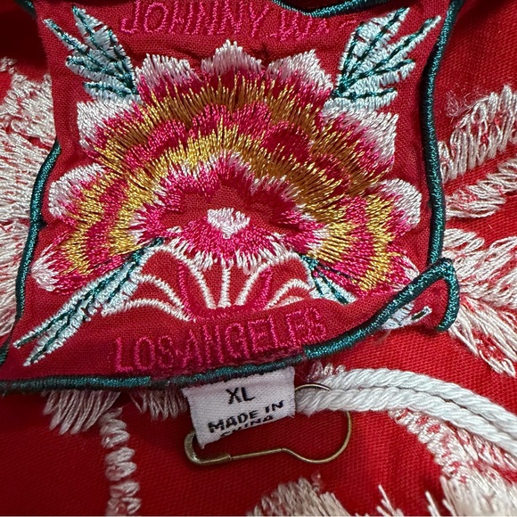 NEW JOHNNY WAS Valentina Long Sleeve Bishop Tee in Red Wine size XL - Picture 8 of 8